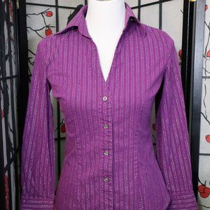Express Design Studio Long Sleeve Purple w/ Pinstripes Dress Shirt, Size Small.